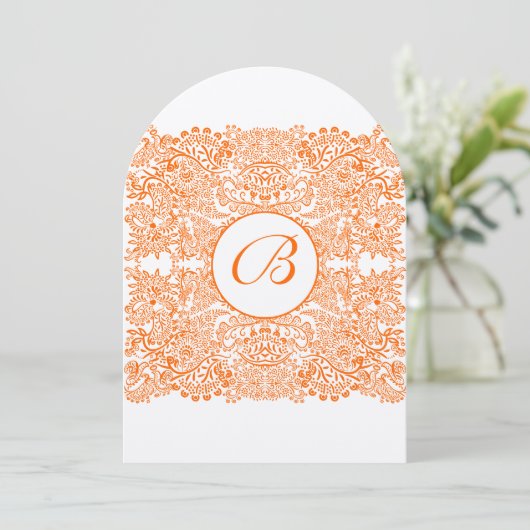 コーラルオレンジラブバード結婚式招待状 招待状 (スタンド正面)