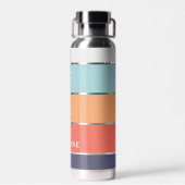 コーラルオレンジレッドダークブルーシーフオームグリーンストライプズ ウォーターボトル (背面)