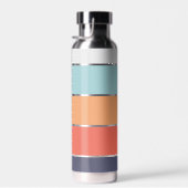 コーラルオレンジレッドダークブルーシーフオームグリーンストライプズ ウォーターボトル (右面)