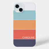 コーラルオレンジレッドダークブルーシーフオームグリーンストライプズ Case-Mate iPhoneケース (裏面)