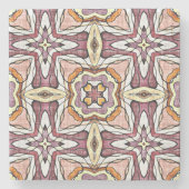 コーラルオレンジレッドマウブピンクバイオレットブラック族アート ストーンコースター (正面)