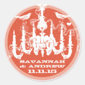 コーラルオレンジヴィンテージラブバードシャンデリア ラウンドシール (正面)