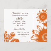 コーラルオレンジヴィンテージ結婚の花 案内ポストカード (裏面)