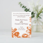 コーラルオレンジヴィンテージ結婚の花 案内ポストカード (スタンド正面)