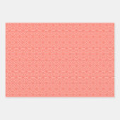 コーラルオレンジ幾何学花模様 ラッピングペーパーシート (正面3)