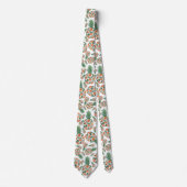 コーラルオレンジ色の水カラーフローラパイナップルパターン ネクタイ (正面)