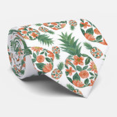 コーラルオレンジ色の水カラーフローラパイナップルパターン ネクタイ (ロール)