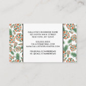 コーラルオレンジ色の水カラーフローラパイナップルパターン ロイヤリティカード (裏面)