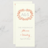 コーラルオレンジ色の葉のフレーム結婚式プログラム プログラム (正面/裏面)