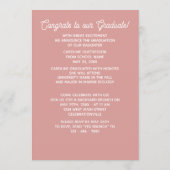 コーラルオレンジ赤面レッドセージ緑の卒業 案内状 (裏面)