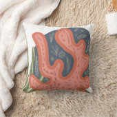 コーラルオーガニックリーフボタニカルフローラビーチアート クッション (ブランケット)