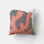 コーラルオーガニックリーフボタニカルフローラビーチアート クッション (裏面)