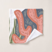 コーラルオーガニックリーフボタニカルフローラビーチアート バスタオルセット (ウォッシュタオル)