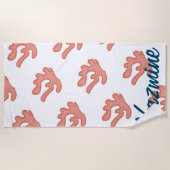 コーラルオーガニックリーフボタニカルフローラビーチアート ビーチタオル (正面)