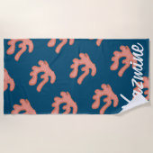 コーラルオーガニックリーフボタニカルフローラビーチアート ビーチタオル (正面)