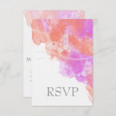 コーラルオーキッドウォーターカラーバタフライブリスsvp 出欠カード (正面/裏面)