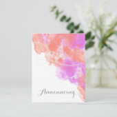 コーラルオーキッドウォーターカラーバタフライ婚約アノウ 案内状 (スタンド正面)