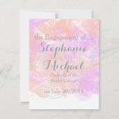 コーラルオーキッドウォーターカラーバタフライ婚約アノウ 案内状 (裏面)