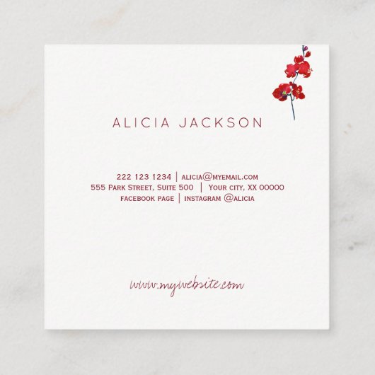 コーラルオーキッド銅バラ金ゴールド口紅ディストリビューター スクエア名刺 (裏面)