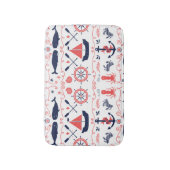 コーラルオ航海のレンジネイビークジラのロープとバナー バスマット (正面縦)