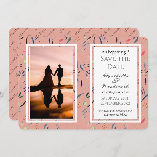 コーラルカスタムピンクフローラ写真だ！ セーブザデート (正面/裏面)