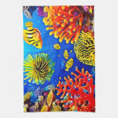 コーラルカラフルリーフデザイン キッチンタオル (縦)