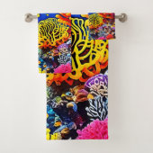 コーラルカラフルリーフデザイン バスタオルセット (インサイチュ)