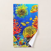 コーラルカラフルリーフデザイン バスタオルセット (ハンドタオル)