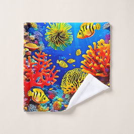 コーラルカラフルリーフデザイン バスタオルセット