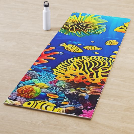 コーラルカラフルリーフデザイン ヨガマット (インサイチュ)