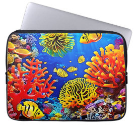コーラルカラフルリーフデザイン ラップトップスリーブ