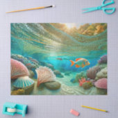 コーラルカラフルリーフ、デザイン1 薄葉紙 (クラフト)