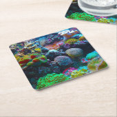 コーラルカラフル スクエアペーパーコースター (アングル)