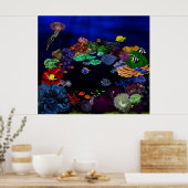 コーラルカラフル&フィッシュリーフアート ポスター (キッチン)