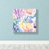 コーラルカラフル | 海サンゴの絵を描水色 キャンバスプリント (インサイチュ (ウッドフロア))