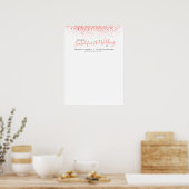 コーラルカラーの抽象的な水彩DIY結婚式テーブルプラン ポスター (キッチン)