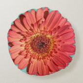 コーラルカラーガーベラデイジー写真 ラウンドクッション (裏面)