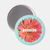 コーラルカラージェルベラデイジーフォトミントグリーン マグネット (正面/裏面)