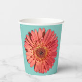 コーラルカラージェルベラデイジーフォトミントグリーン 紙コップ (裏面)