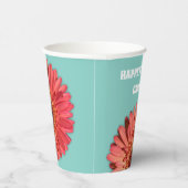 コーラルカラージェルベラデイジーフォトミントグリーン 紙コップ (右)