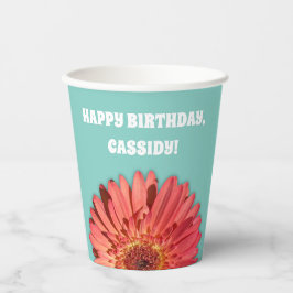 コーラルカラージェルベラデイジーフォトミントグリーン 紙コップ