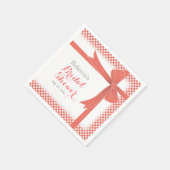 コーラルカラードボウ&ホワイトドットブライダルシャワー スタンダードカクテルナプキン (角)