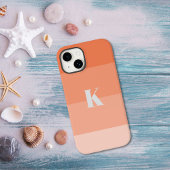 コーラルカラーブロックカスタムズモノグラムイニシャル Case-Mate iPhoneケース