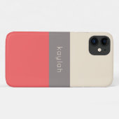 コーラルカラーブロックパターン（任意の名前） Case-Mate iPhoneケース (裏面(横))