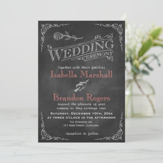 コーラルカルクボード結婚式招待状 招待状 (スタンド正面)