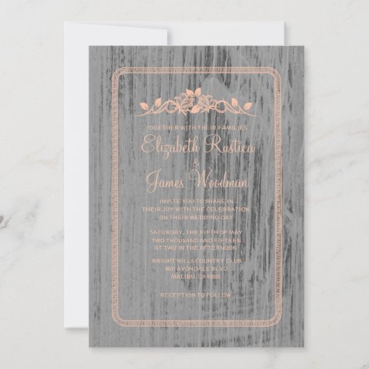 コーラルカントリー素朴バーラップ結婚式招待状 招待状 (正面)
