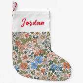 コーラルガーデンフラワーパターン スモールクリスマスストッキング (正面)