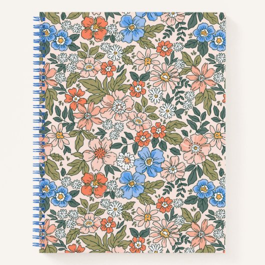 コーラルガーデンフラワーパターン ノートブック (正面)