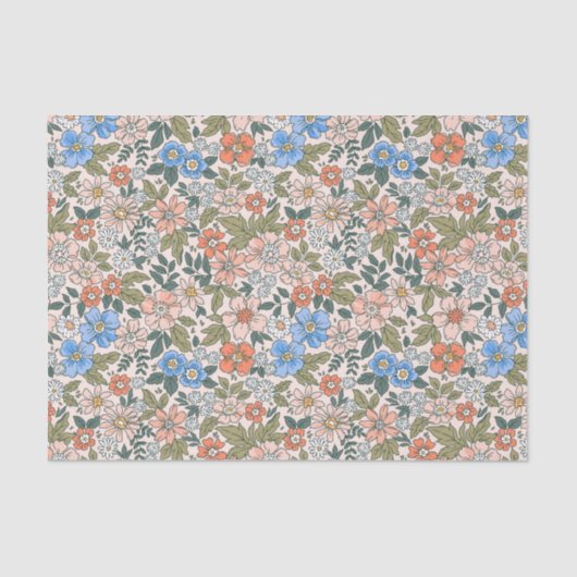 コーラルガーデンフラワーパターン 薄葉紙 (正面)