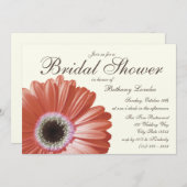 コーラルガーベラデイジーブライダルシャワー 招待状 (正面/裏面)